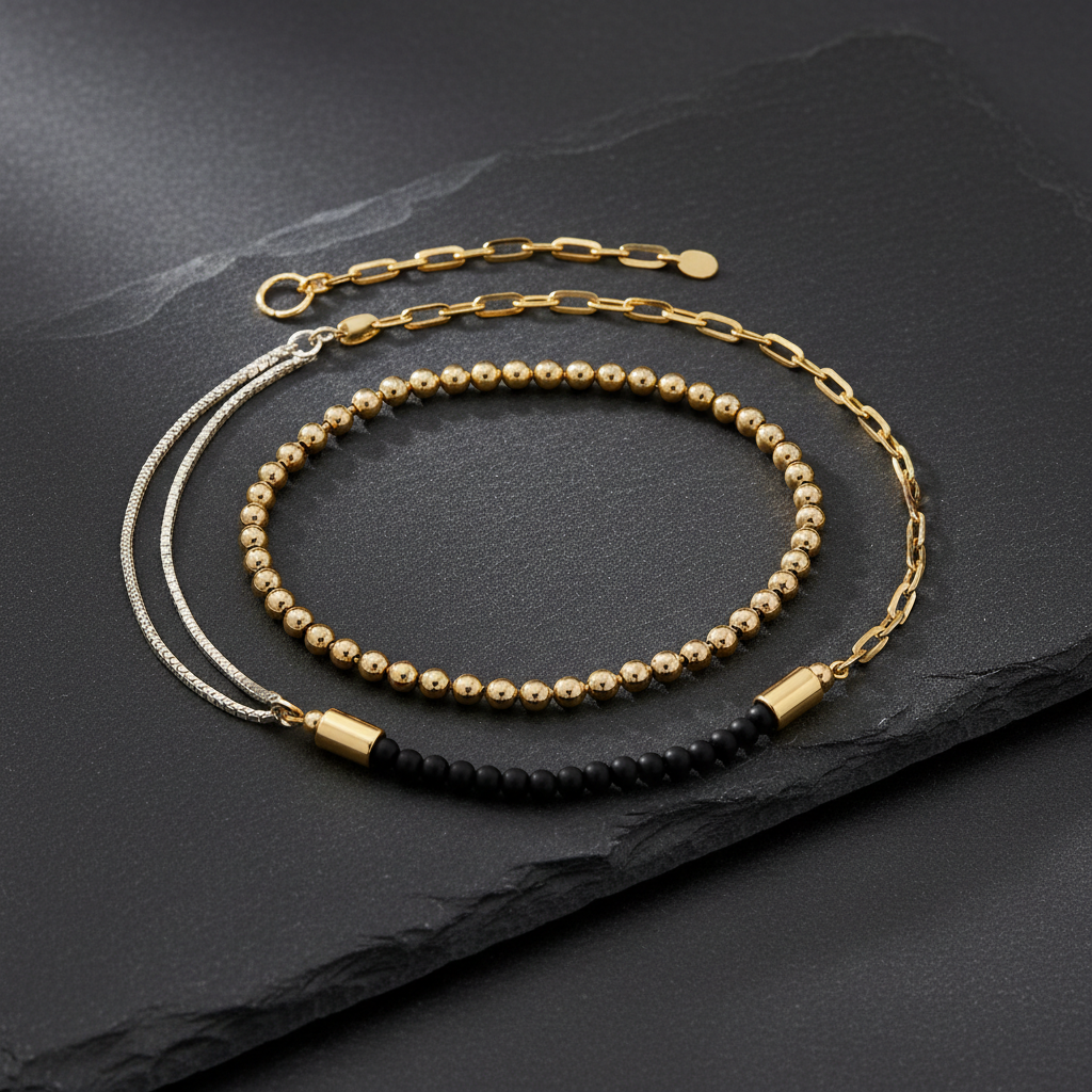 Armbänder Collection – Gold & Silber auf Schiefer