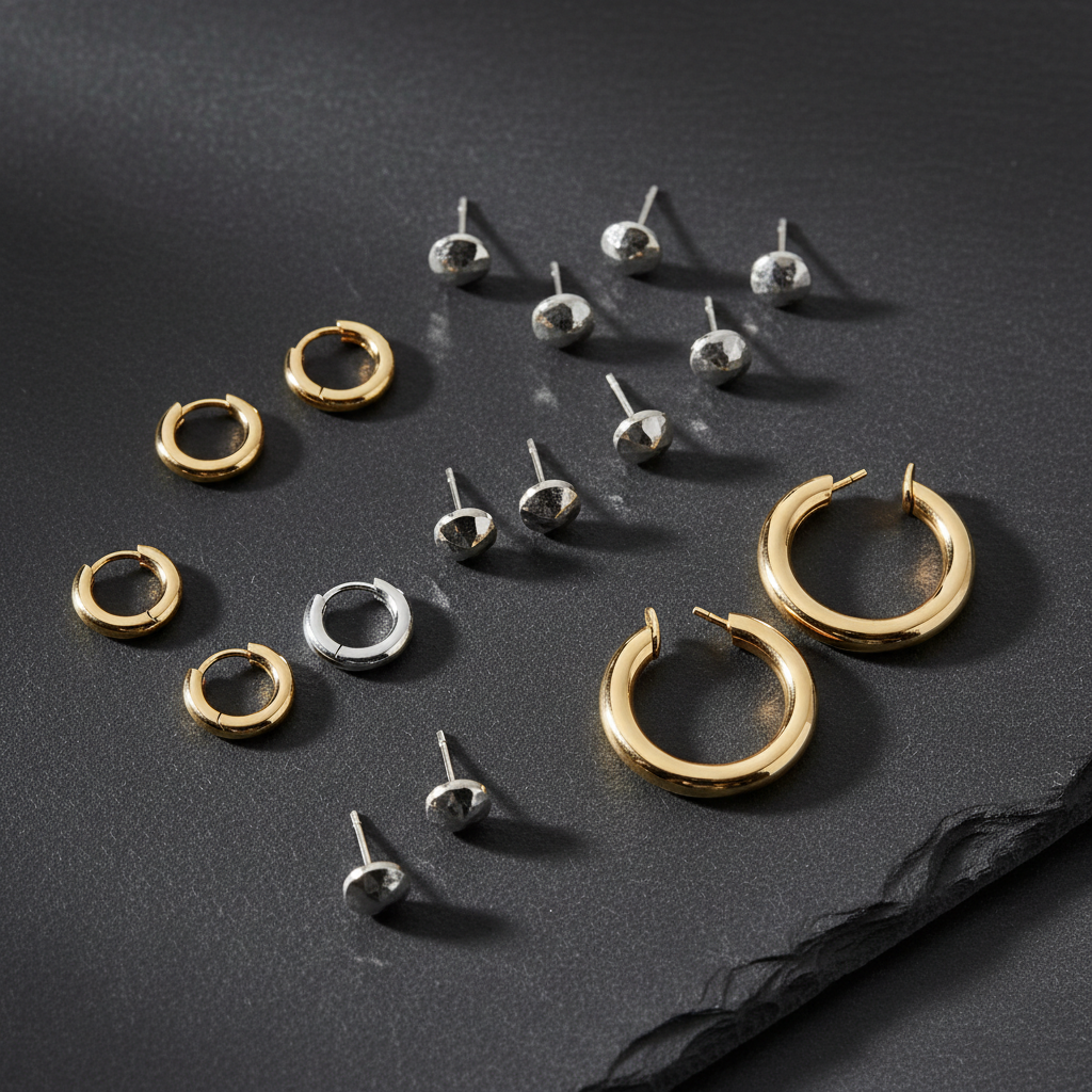 Ohrringe Collection – Gold & Silber auf Schiefer