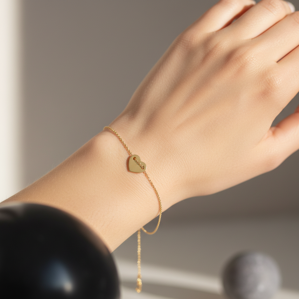 ELA Armband Herz 8 Karat – am Handgelenk
