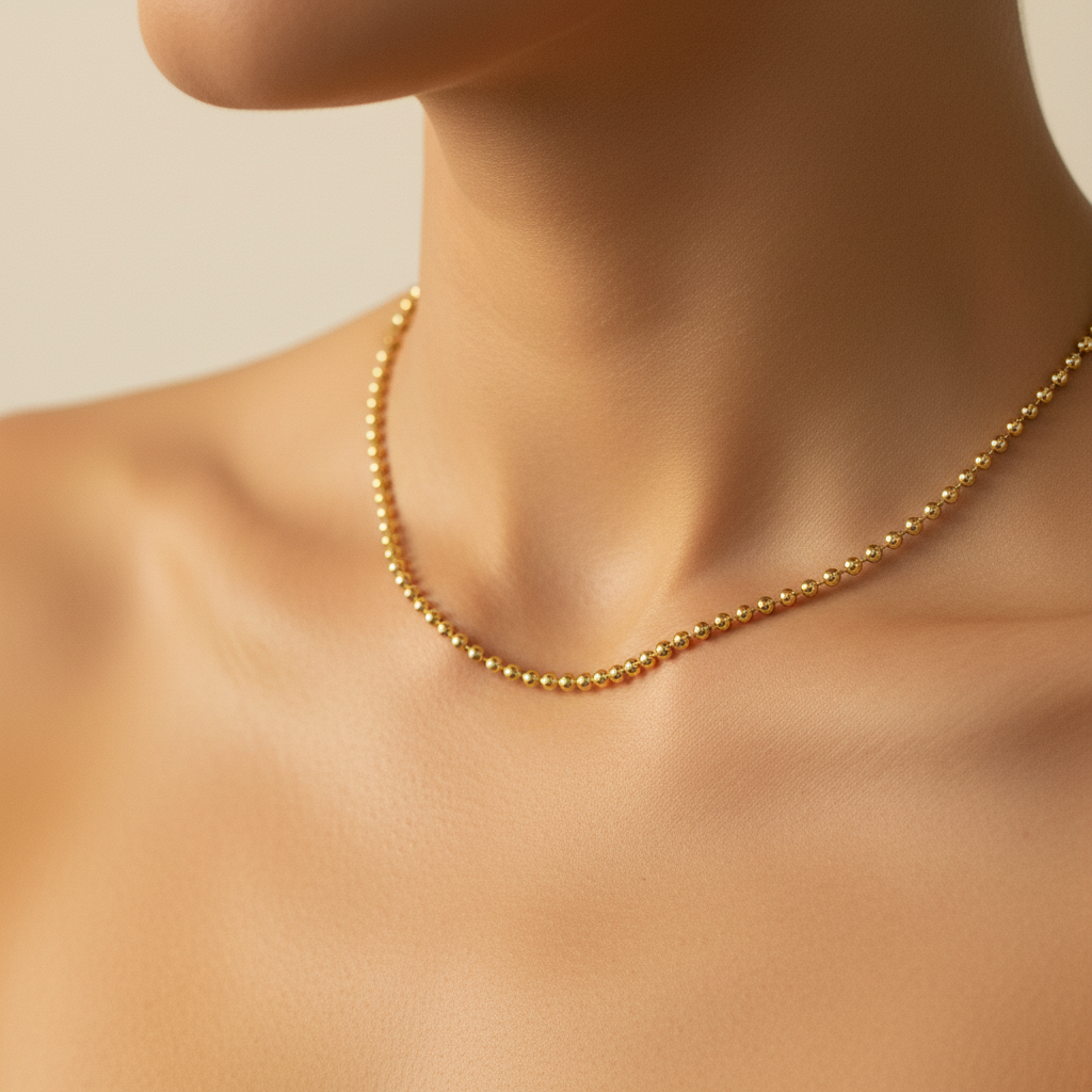 Kugelkette Bold vergoldet – Hero am Hals